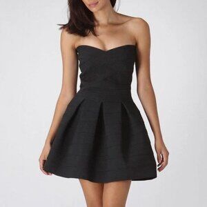 Express Women Black Textured Sweetheart Strapless Fit & Flare A-line Dress